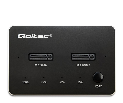 Akcesoria do dysków QOLTEC Stacja dokująca SSD M.2 NVMe USB-C 2x 2TB 52274